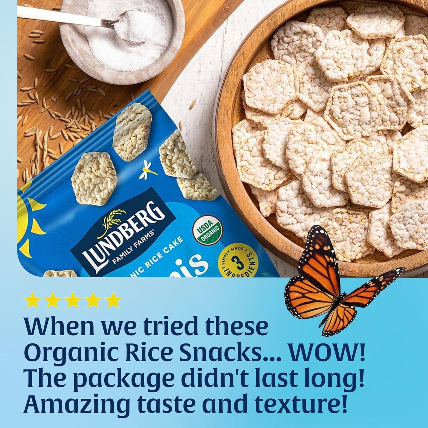 Lundberg Organic Rice Cake Minis – Guilt-Free Office Snack for Mindful Workdays, Gluten-Free Sea Salt