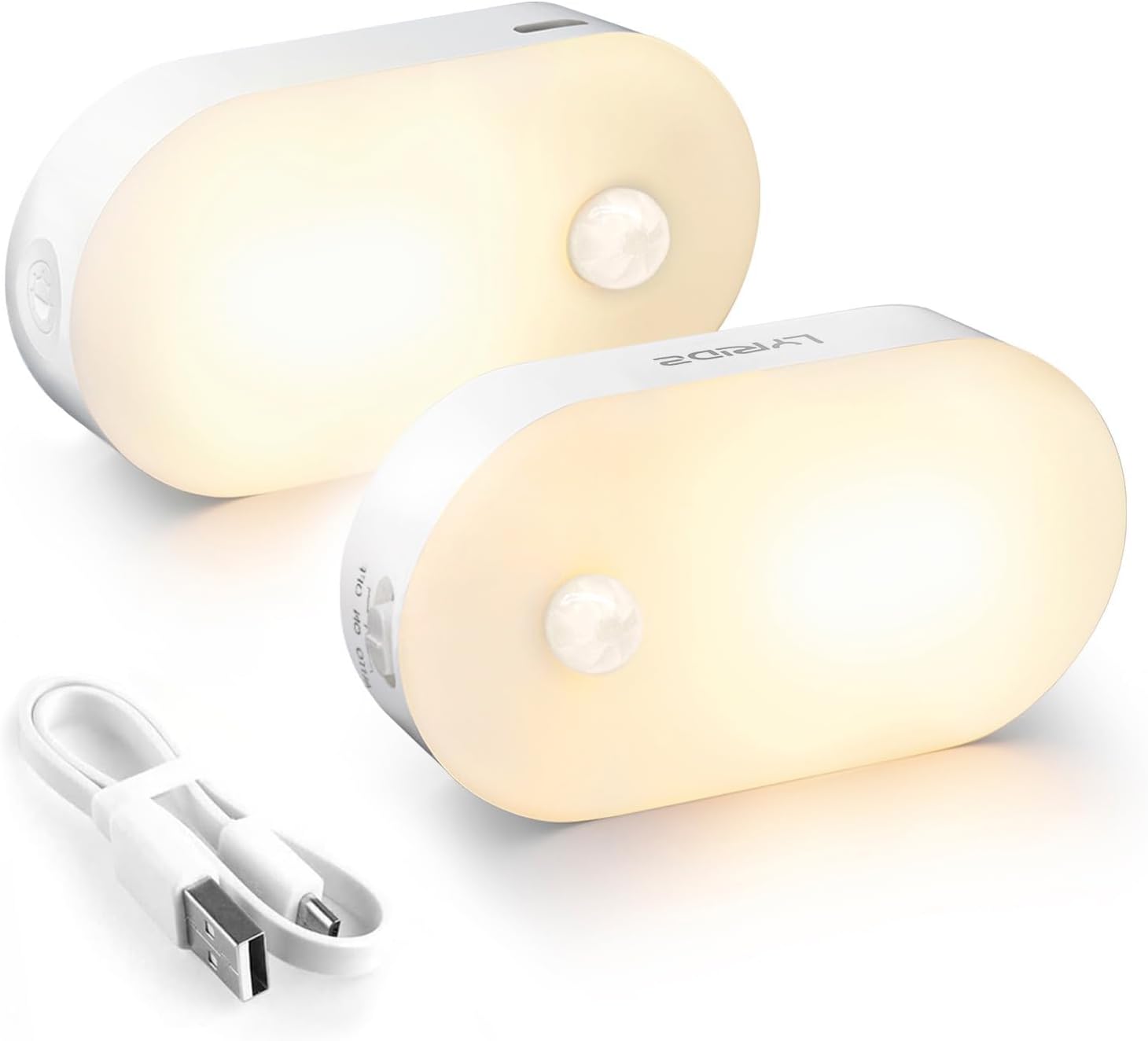 Lyridz USB Rechargeable Stick On Night Light for Dark Stairs and Corridors, Auto Shutoff Motion Activated LED for Fall Prevention