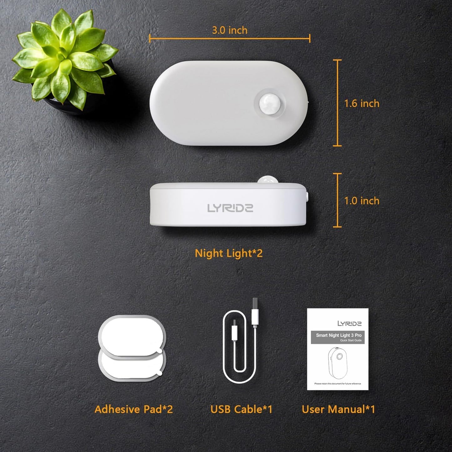 Lyridz USB Rechargeable Stick On Night Light for Dark Stairs and Corridors, Auto Shutoff Motion Activated LED for Fall Prevention