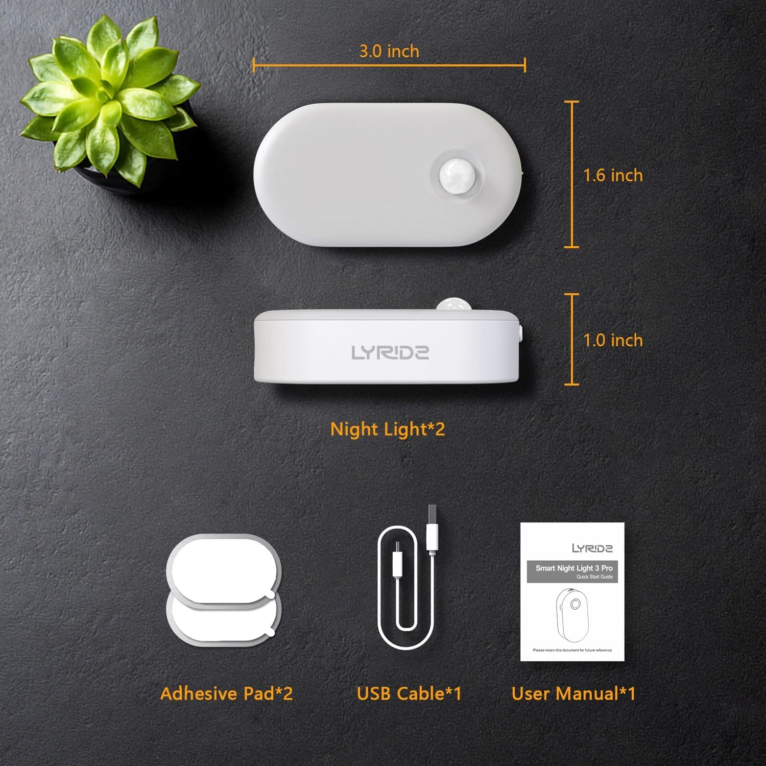 Lyridz USB Rechargeable Stick On Night Light for Dark Stairs and Corridors, Auto Shutoff Motion Activated LED for Fall Prevention