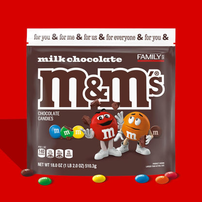 M&M'S Milk Chocolate Candy for Outdoor Movie Nights and Patio Parties – 18 oz Resealable Bulk Bag