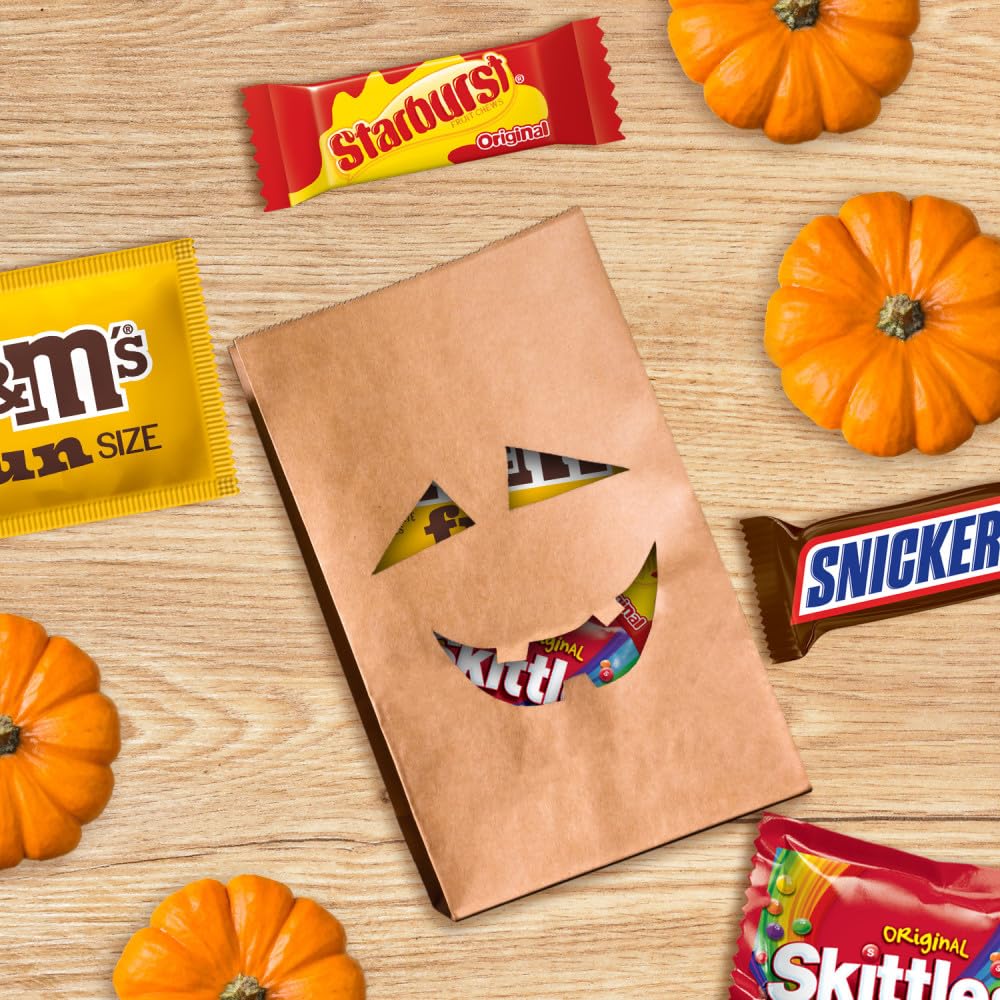 M&M'S Peanut, SNICKERS, STARBURST & SKITTLES Colorful Halloween Candy for Home Bar and Movie Marathon Snack Stations, 19.44 oz Pack