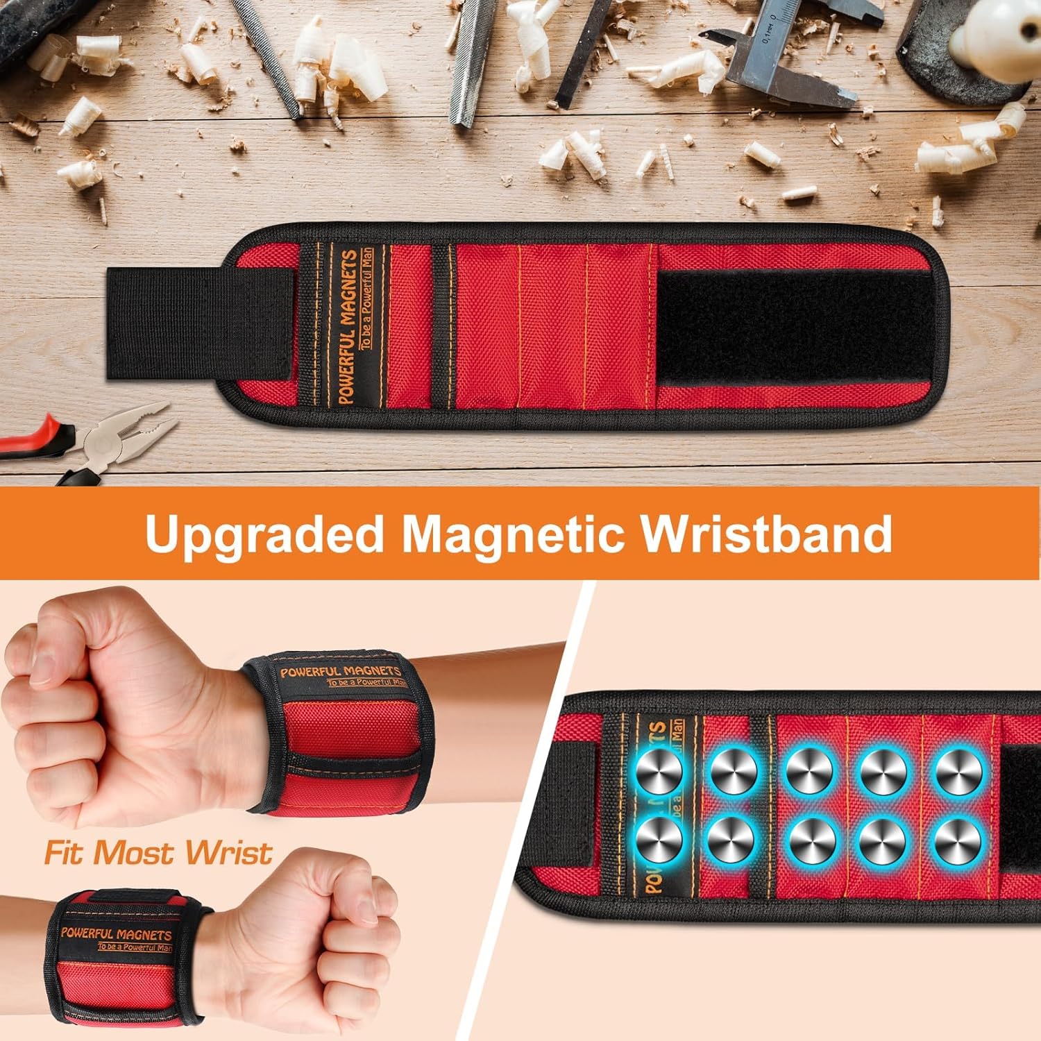 Magnetic Wristband for Drill Bits & Bolts – Travel-Friendly Tool for Camping Setups & Mobile Workshops