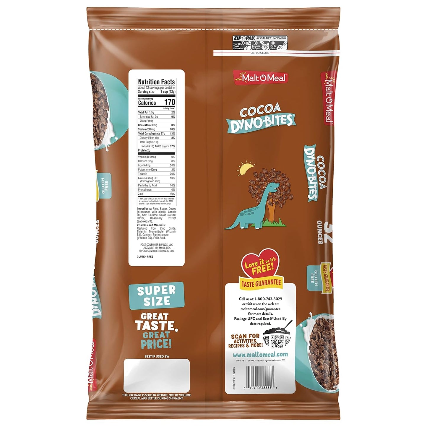 Malt-O-Meal Cocoa Dyno Bites® Cocoa Cereal – Late Study Refuel for Long Project Nights, 32 oz