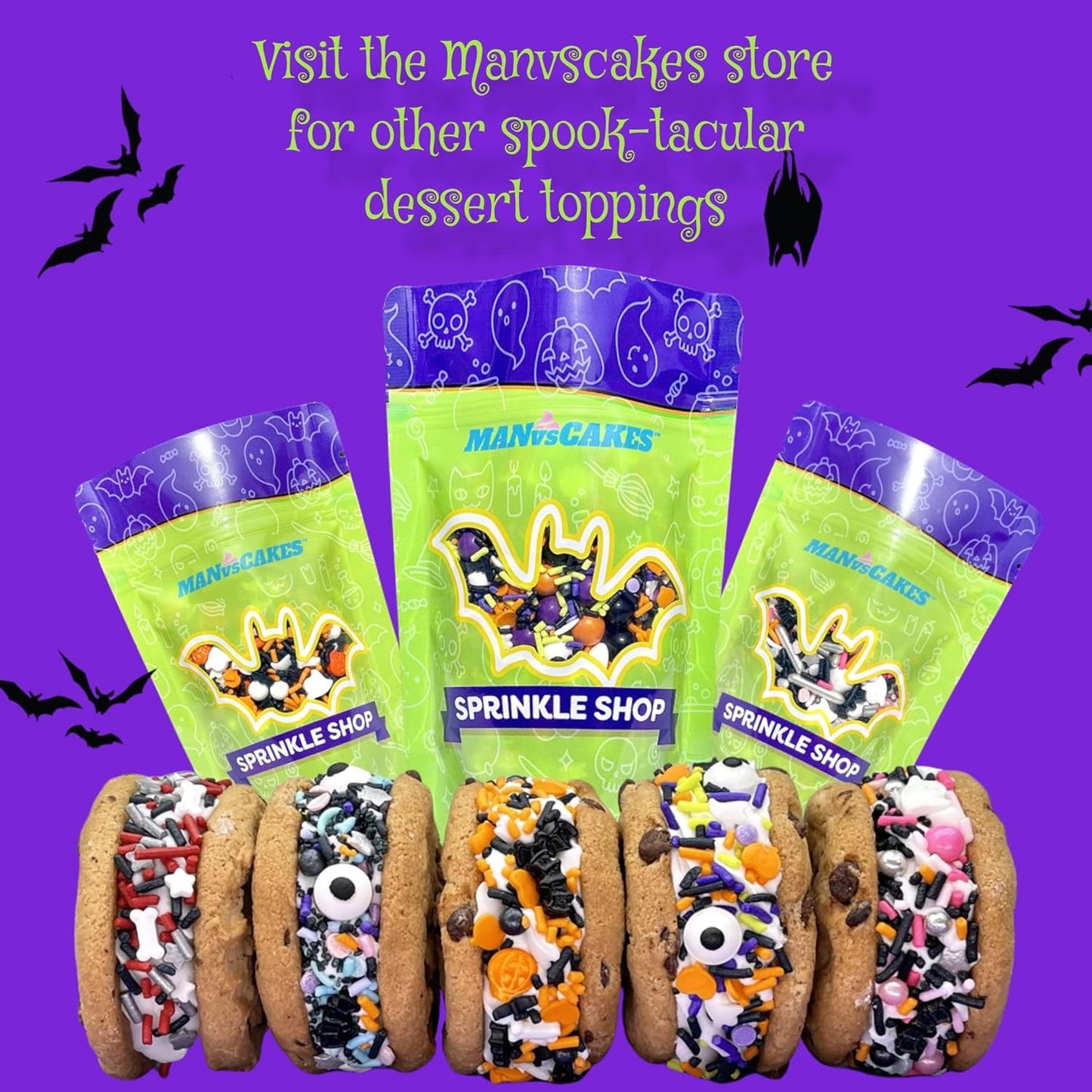 Manvscakes Halloween Sprinkles - DIY Dessert Lover Gift for Halloween, Hand-Blended Sprinkle Jar, 8oz