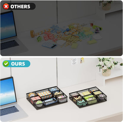 Marbrasse 2 Pack Clean Line Mesh Organizer for Capsule Wardroom Dresser, 8 Adjustable Drawer Slots for Jewelry and Watches
