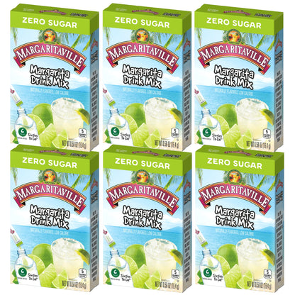 Margaritaville Singles To Go Water Drink Mix - Margarita Flavored, Non-Alcoholic Powder Sticks (6 Boxes with 6 Packets Each - 36 Total Servings