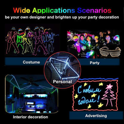 MaxLax EL Wire — Halloween Costume Accent, Flexible Glowing Wire for Cosplay and Trick or Treat Night