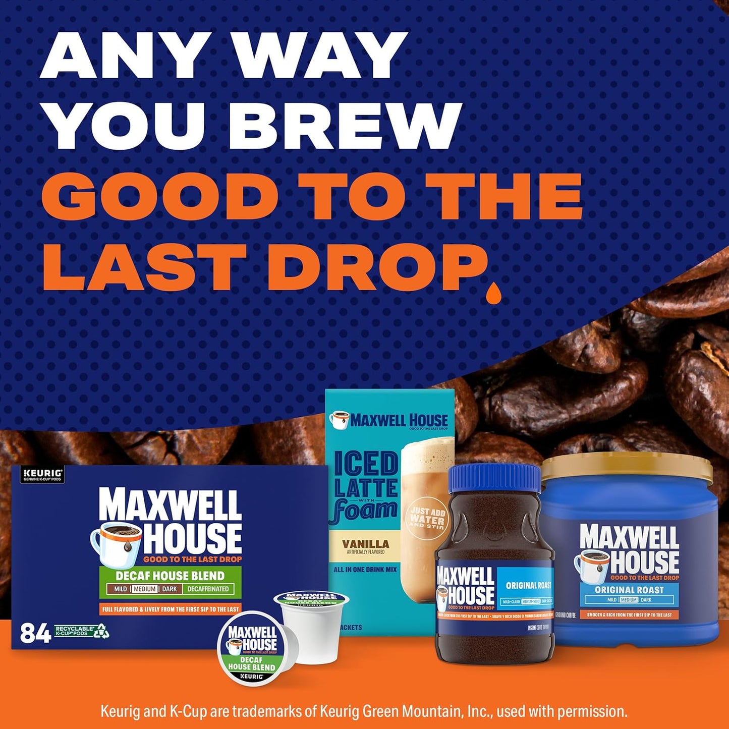 Maxwell House Decaf House Blend K-Cup Pods – Clean, One-Cup-at-a-Time Coffee for Dorm Room and Vacation Homes, 84 ct