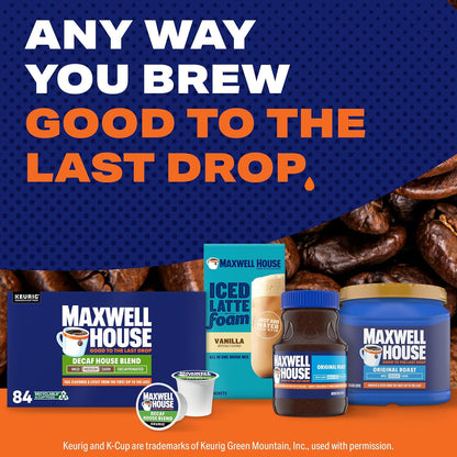 Maxwell House Decaf House Blend K-Cup Pods – Clean, One-Cup-at-a-Time Coffee for Dorm Room and Vacation Homes, 84 ct