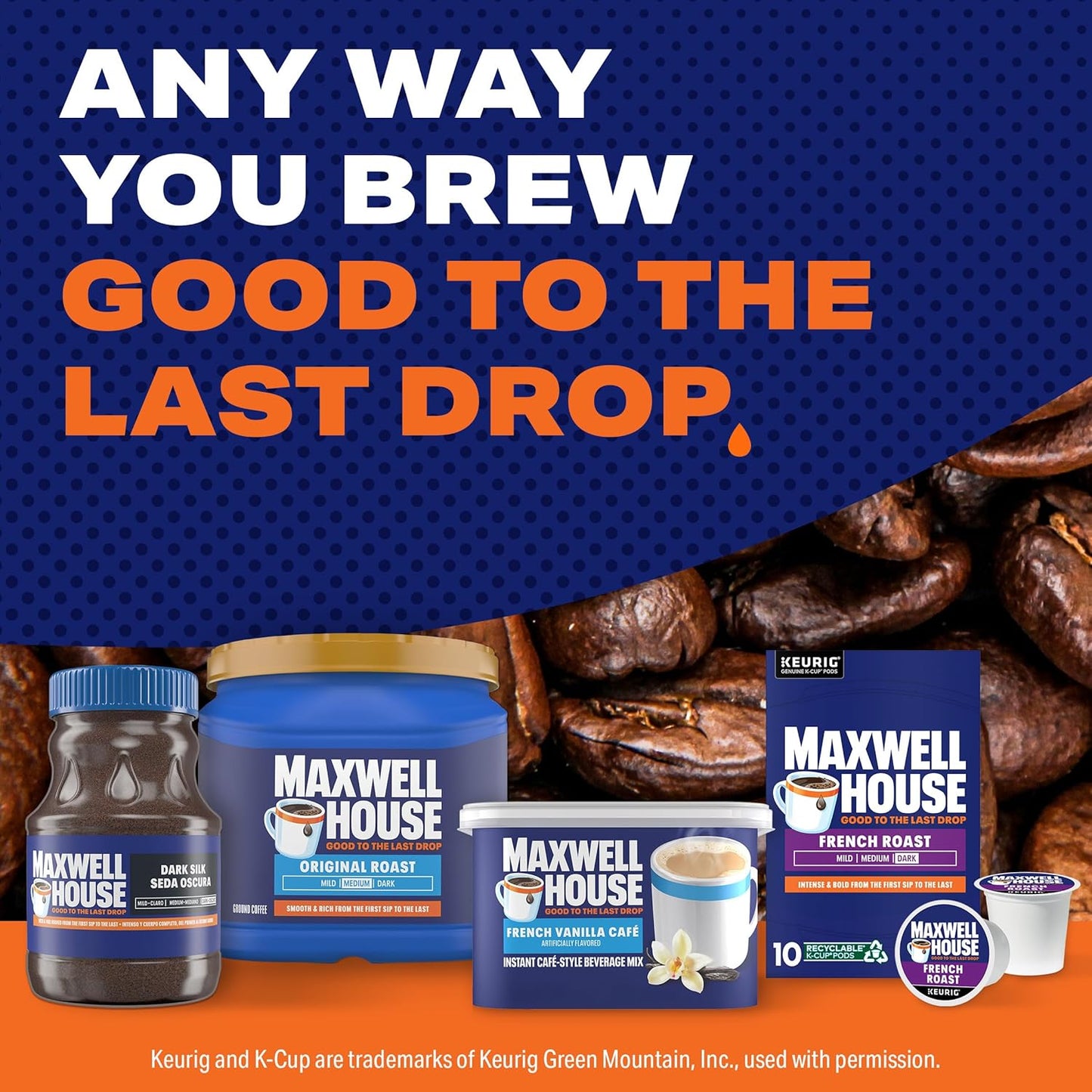 Maxwell House Instant French Vanilla Cafe Beverage Mix – Comforting French Vanilla Coffee for Relaxation Time, Rich Taste with Less Caffeine