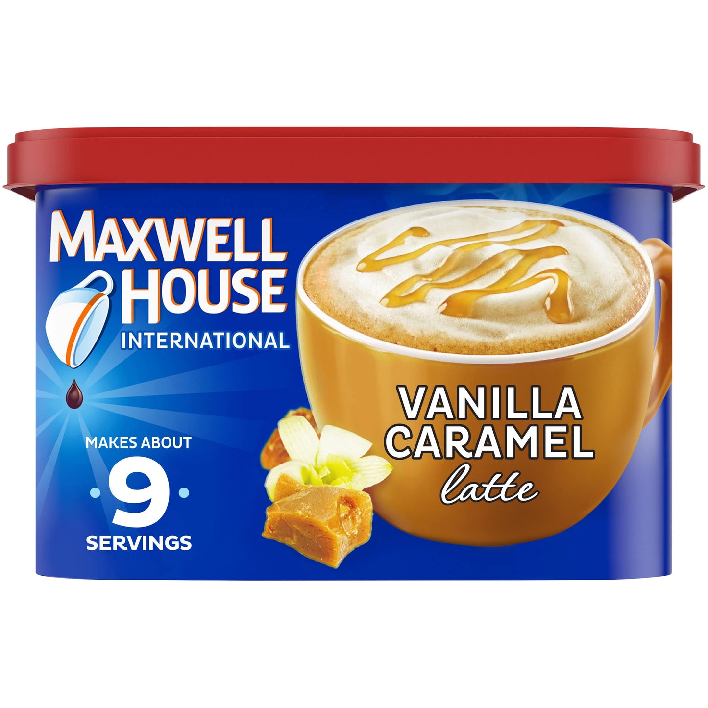 Maxwell House International Instant Mix – Cozy Kitchen Counter Coffee Accessory, Hazelnut Cafe, 9 oz Canister