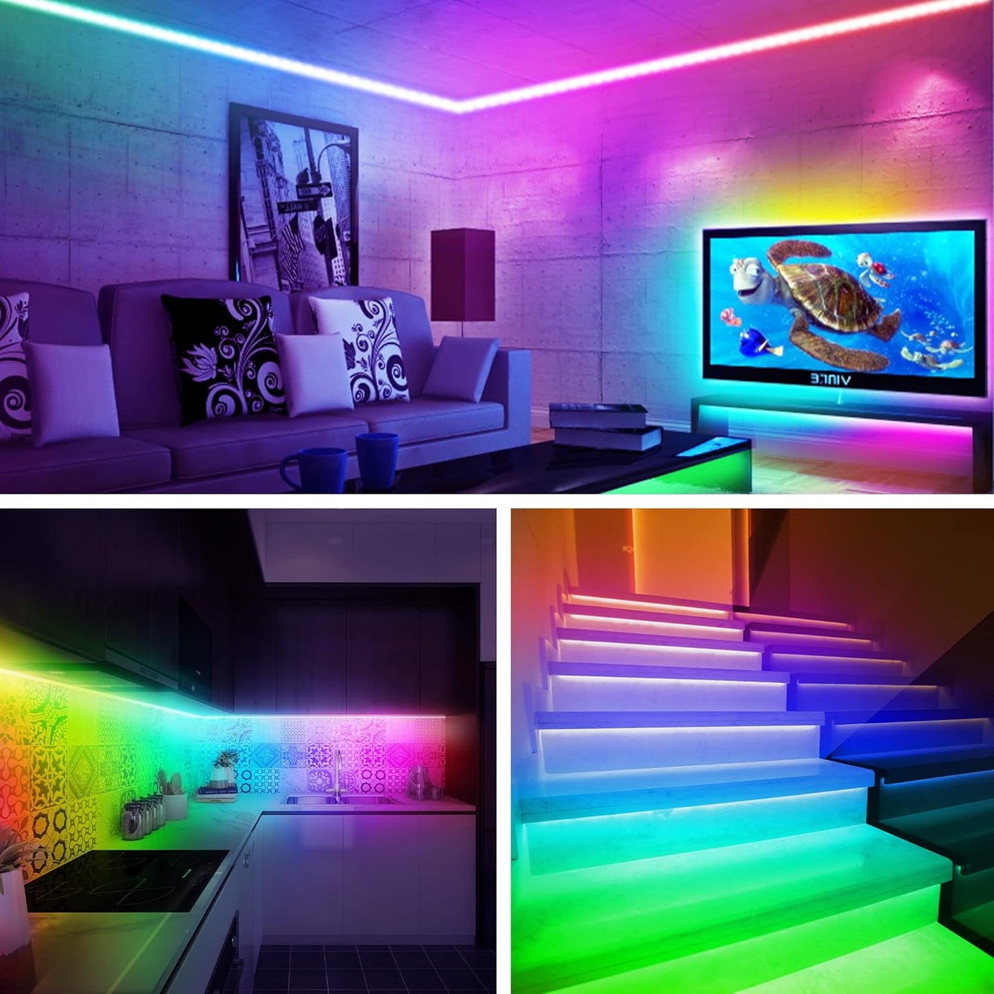 maylit ICRGB LED TV Light Strip – Media Room Ambiance Upgrade with Multi-Color Bias Lighting and App Control