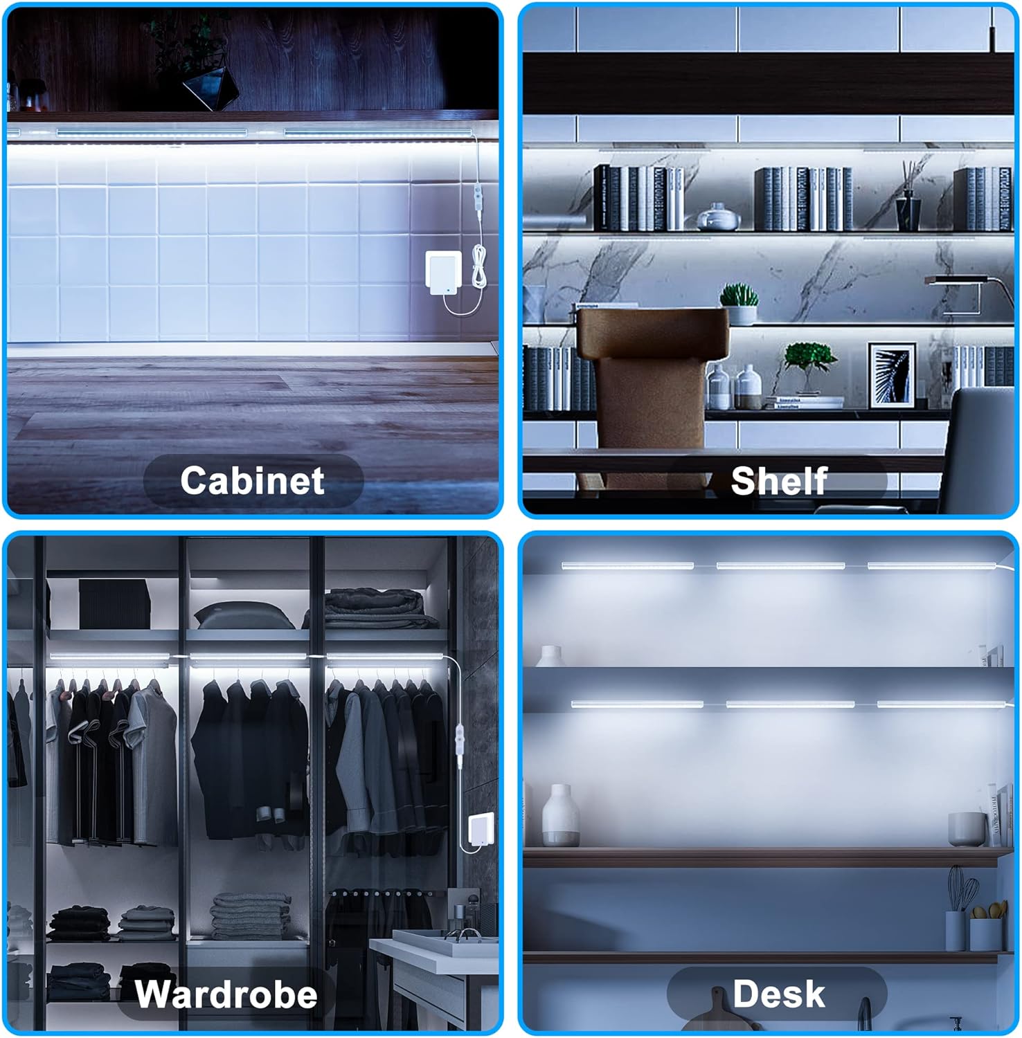 Maylit Touch Dimmer Cabinet Lights Plug in – Warm 2700K Under Shelf Lighting for Bedroom Nook Ambiance and Polished Built In Look