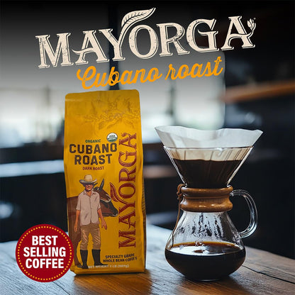 Mayorga Organic Cafe Cubano 2lb Whole Bean Dark Roast - Elegant Stocking Stuffer and Housewarming Gift for Specialty Coffee Fans
