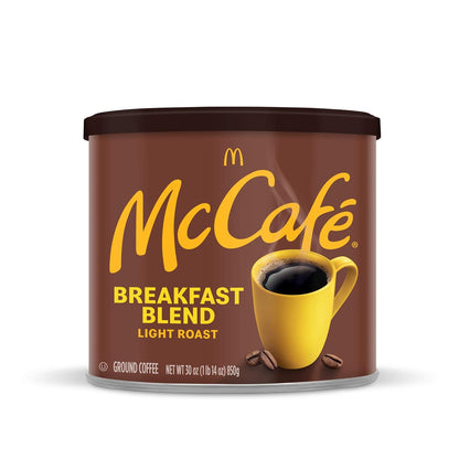 McCafe Breakfast Blend Light Roast Ground Coffee, 30 oz Canister – Smooth Cup for the Shared Break Room and Office Pantry