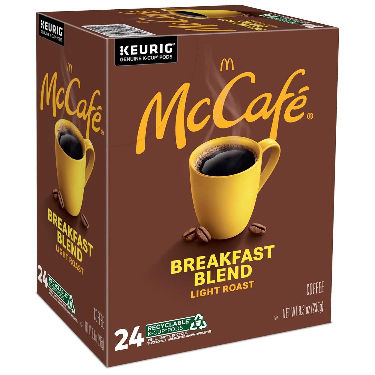 McCafe Breakfast Blend Light Roast K-Cup Pods, Bulk Office Break Room Coffee for Daily Employee Focus, 4 Packs of 24