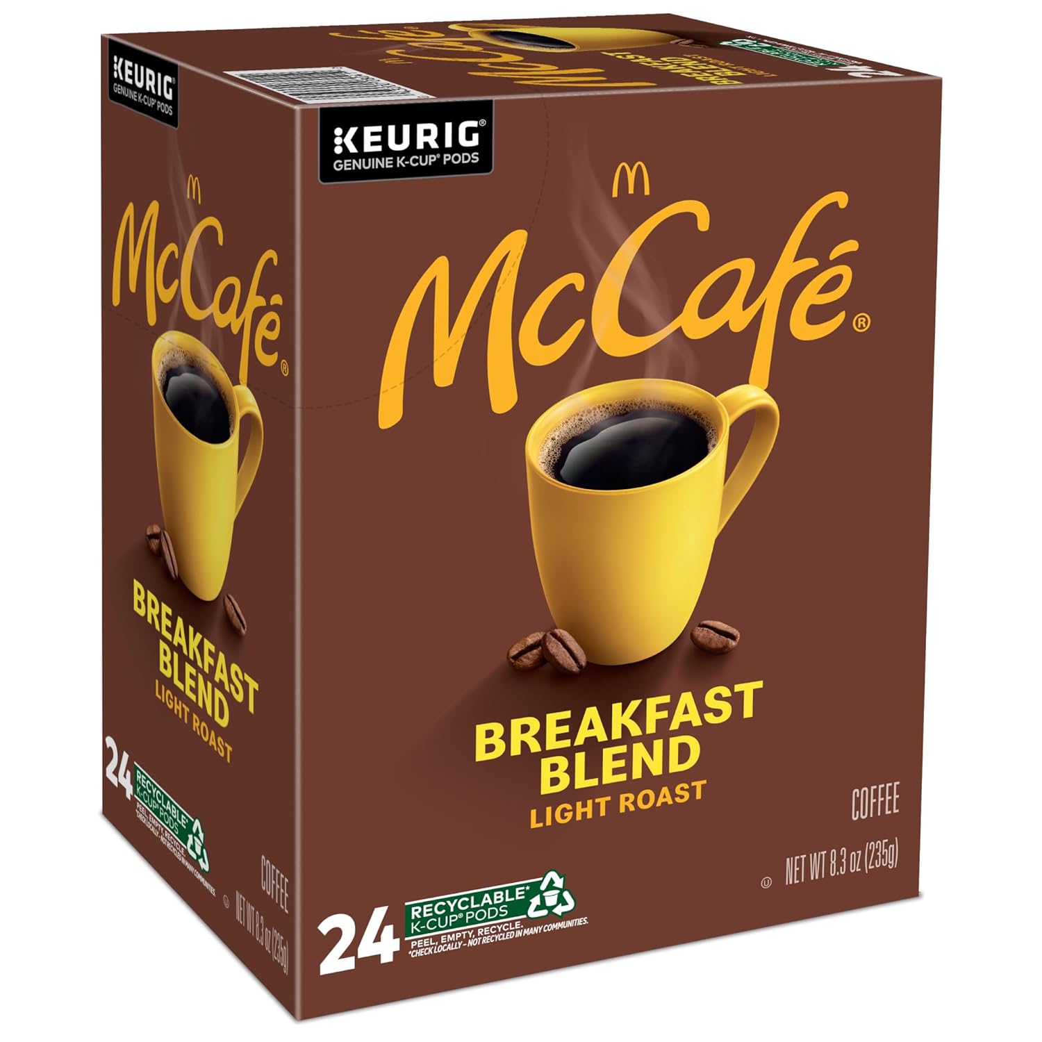 McCafe Breakfast Blend Light Roast K-Cup Pods, Bulk Office Break Room Coffee for Daily Employee Focus, 4 Packs of 24