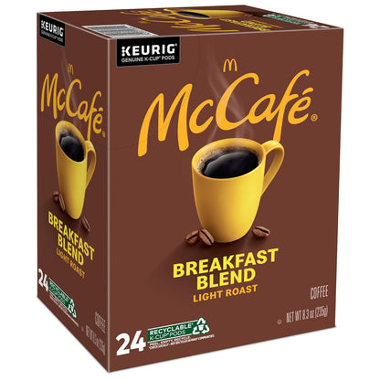 McCafe Breakfast Blend Light Roast K-Cup Pods, Bulk Office Break Room Coffee for Daily Employee Focus, 4 Packs of 24