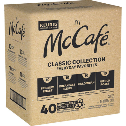 McCafe Classic Collection K-Cup Pods for Calmer Break-Room Brewing, 40-Count Low-Waste Single-Serve Coffee Variety
