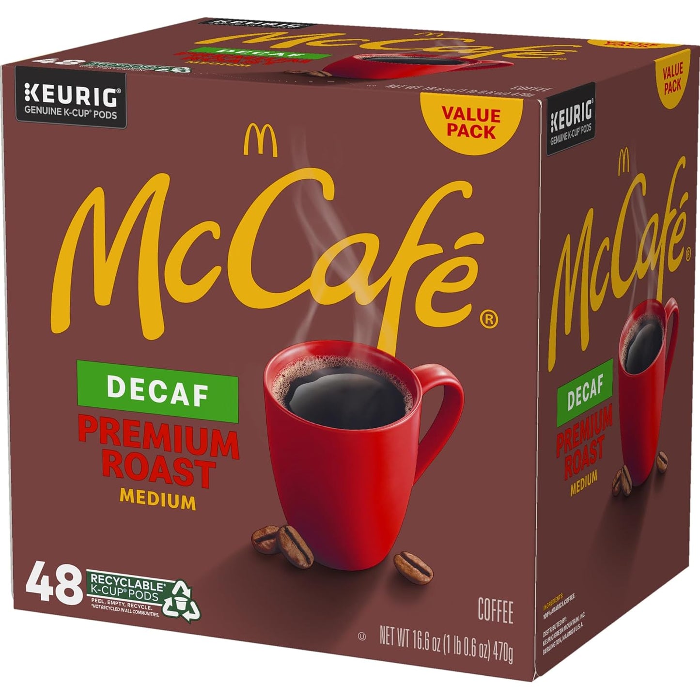 McCafe Decaf Keurig Pods – Simple Brew Solution for Intentional One or Two-Person Households, Medium Roast 32 Count