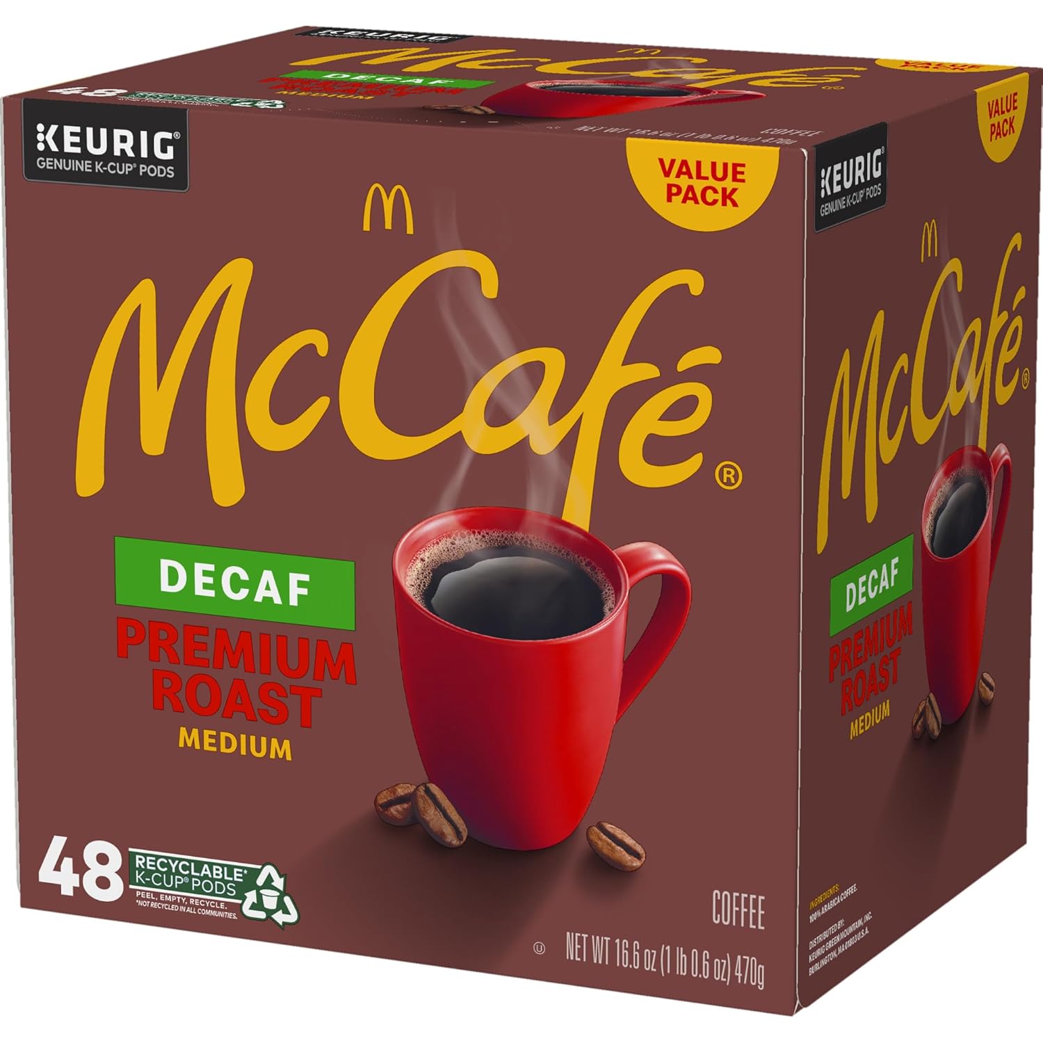McCafe Decaf Keurig Pods – Simple Brew Solution for Intentional One or Two-Person Households, Medium Roast 32 Count