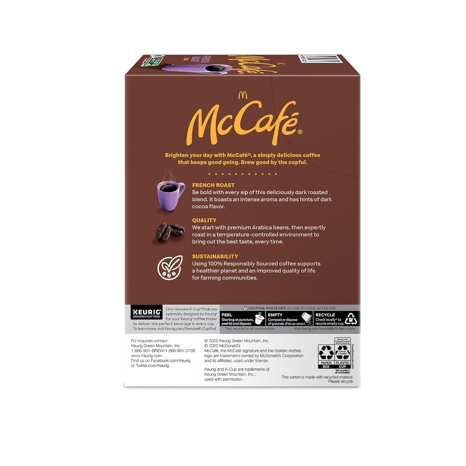 McCafe French Roast K-Cup Pods for Dorm Room Workstation, Single-Serve Dark Roast Coffee for Student Focus