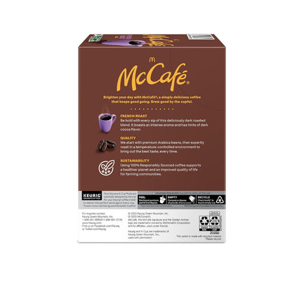 McCafe French Roast K-Cup Pods for Dorm Room Workstation, Single-Serve Dark Roast Coffee for Student Focus