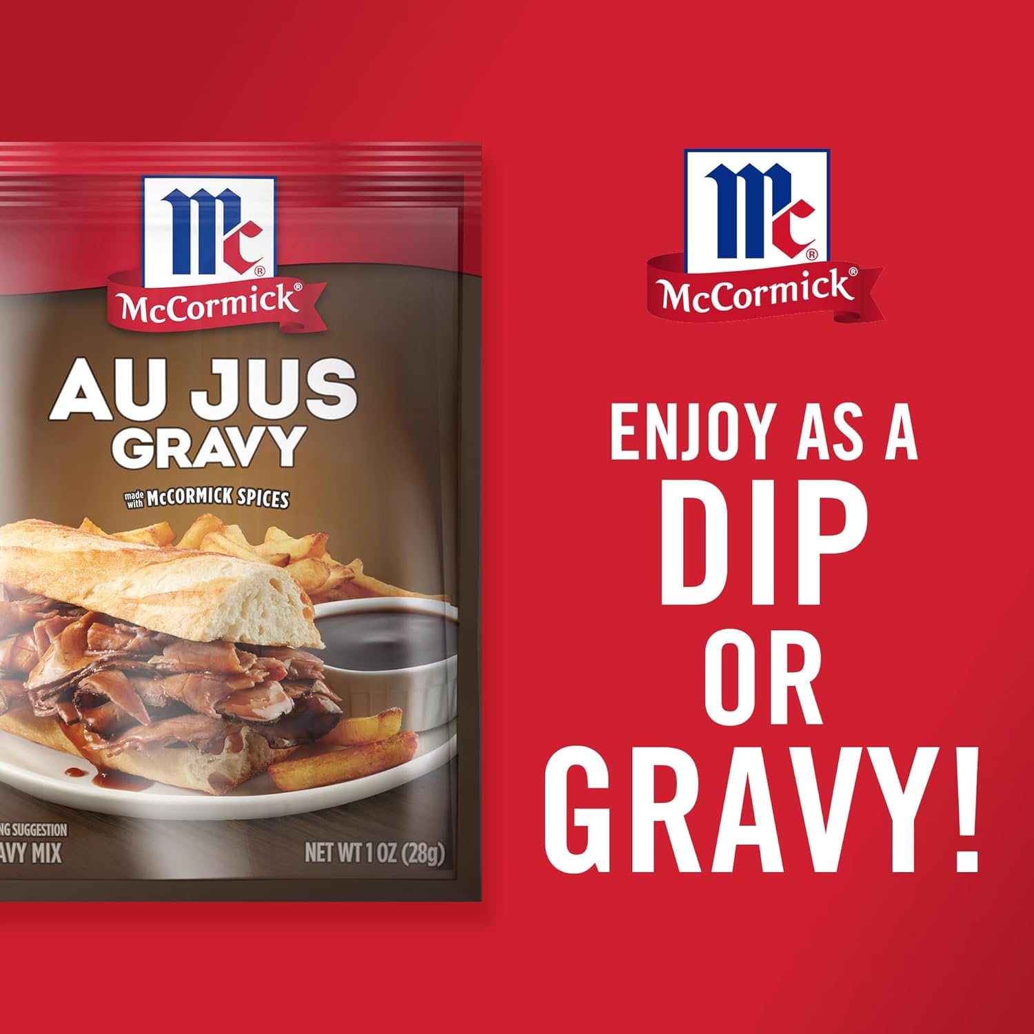 McCormick Au Jus Gravy Mix – Guilt-Free Comfort Food Topping for Mashed Potatoes and Vegetables, Gluten-Free