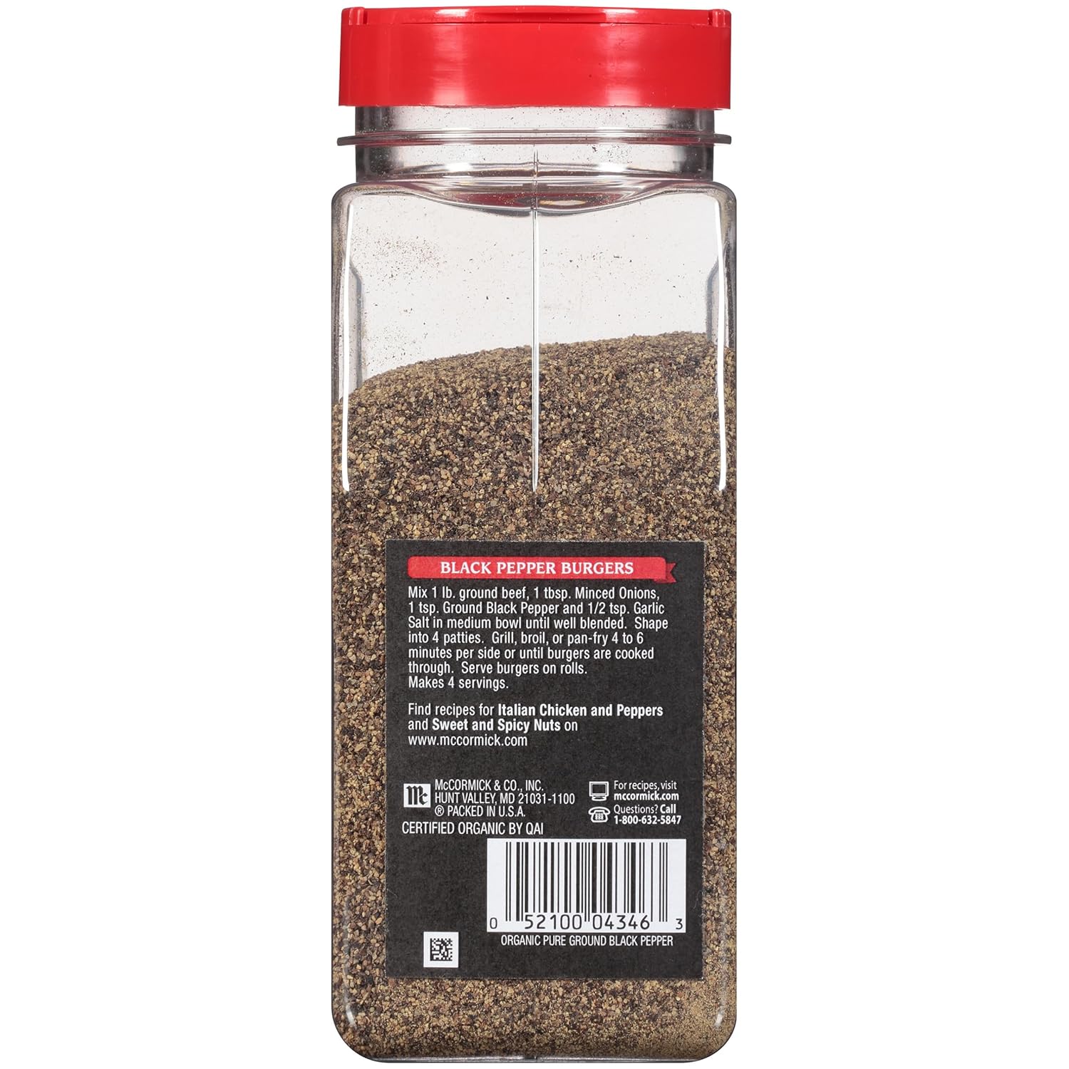McCormick Black Pepper Organic – Kosher & Vegan Friendly Seasoning for Wholesome Dinner Tables, 12 oz