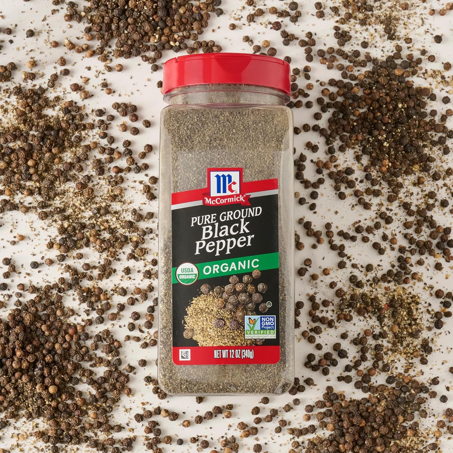 McCormick Black Pepper Organic – Kosher & Vegan Friendly Seasoning for Wholesome Dinner Tables, 12 oz