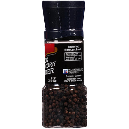 McCormick Black Peppercorn Grinder – Holiday Gift Basket Pick for Mom and Her, Pantry-Staple Upgrade