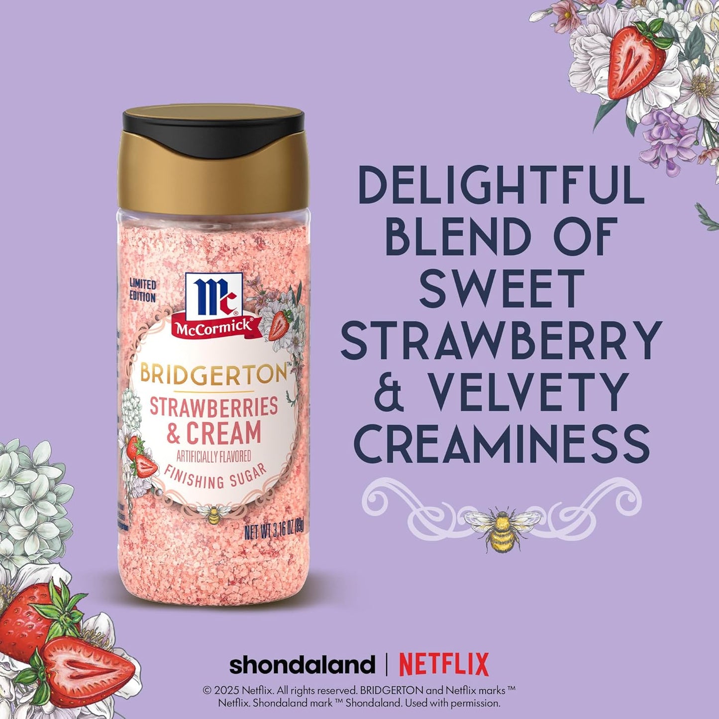 McCormick Bridgerton Finishing Sugar – Picture-Perfect Garden Party Aesthetic for Dessert Stations and Tea Carts