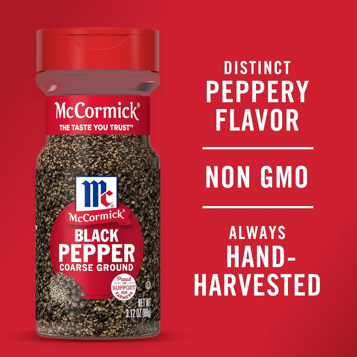 McCormick Coarse Ground Black Pepper – Single-Ingredient Pantry Essential for Clutter-Free Kitchens