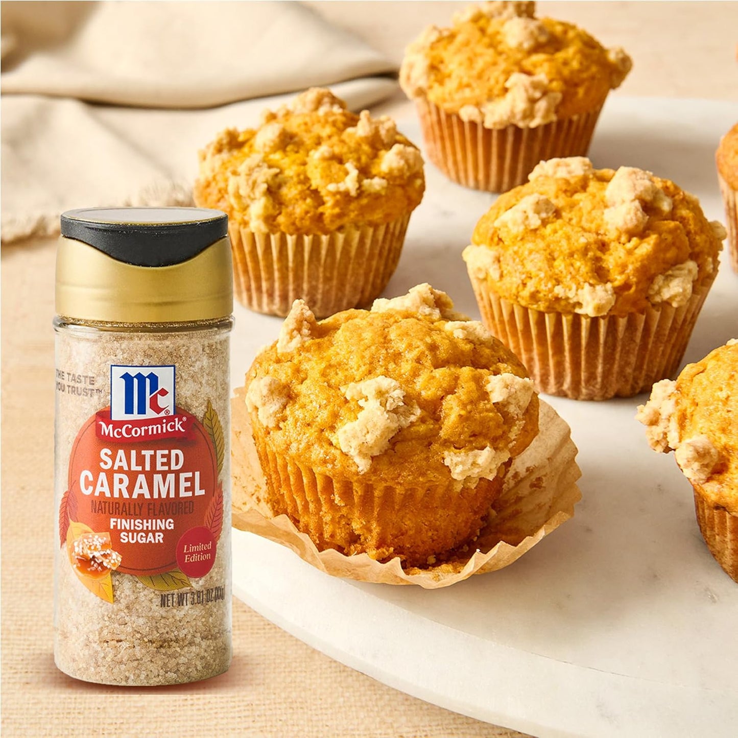 McCormick Finishing Sugar, Salted Caramel Artisan Collection – Luxury Baking Garnish for High-End Entertaining and Cakes