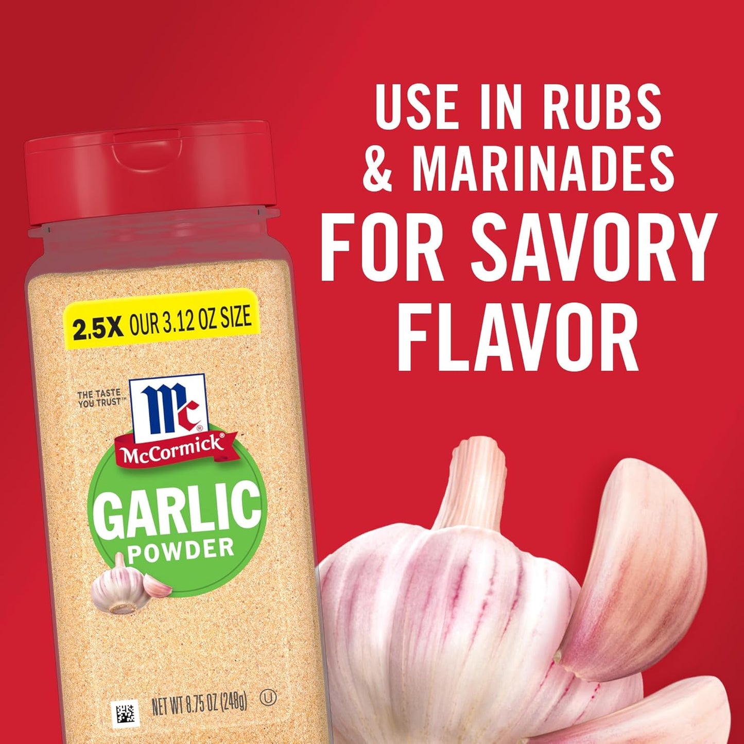 McCormick Garlic Powder – Clean Design Spice Jar for Minimalist Pantries, 8.75 oz