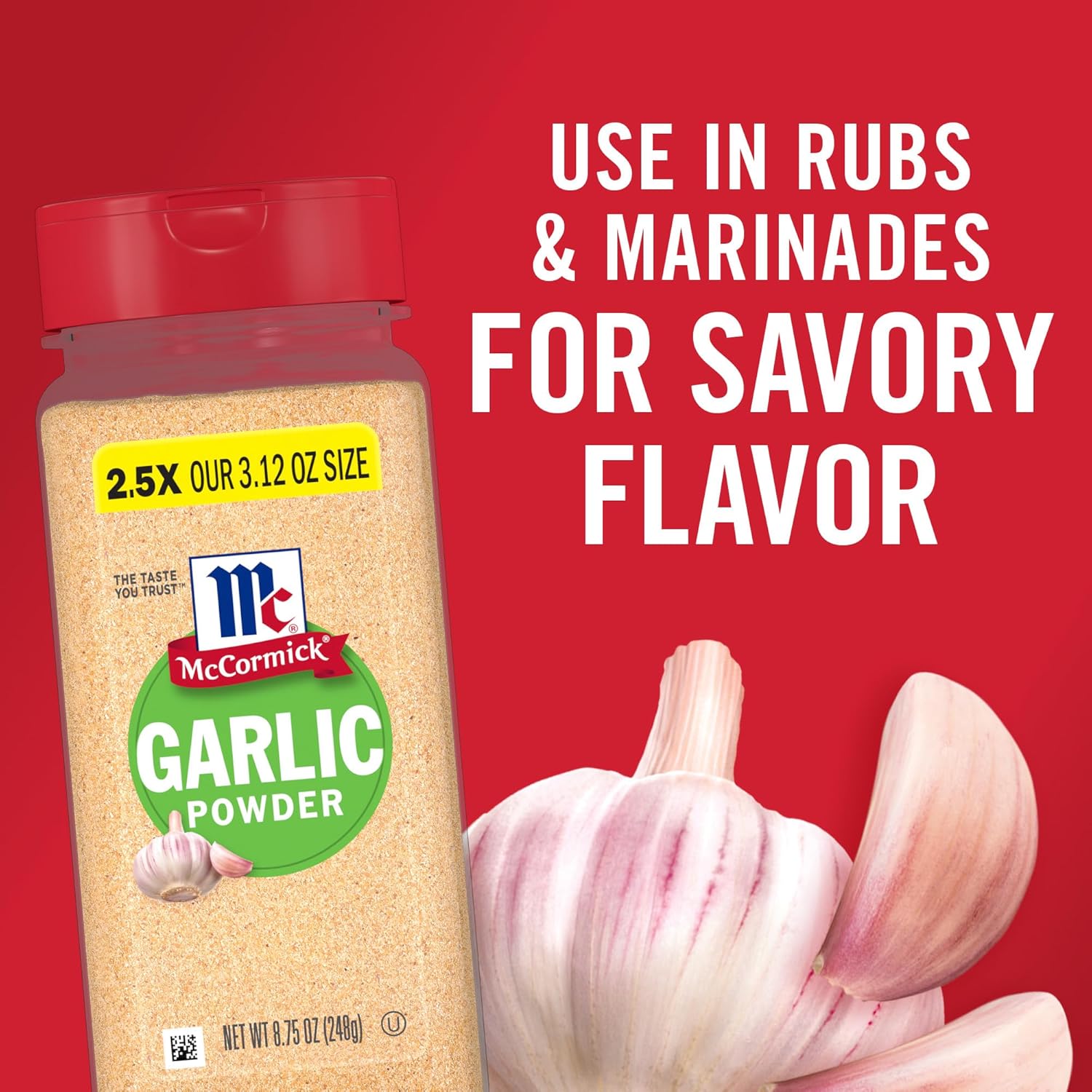 McCormick Garlic Powder – Clean Design Spice Jar for Minimalist Pantries, 8.75 oz