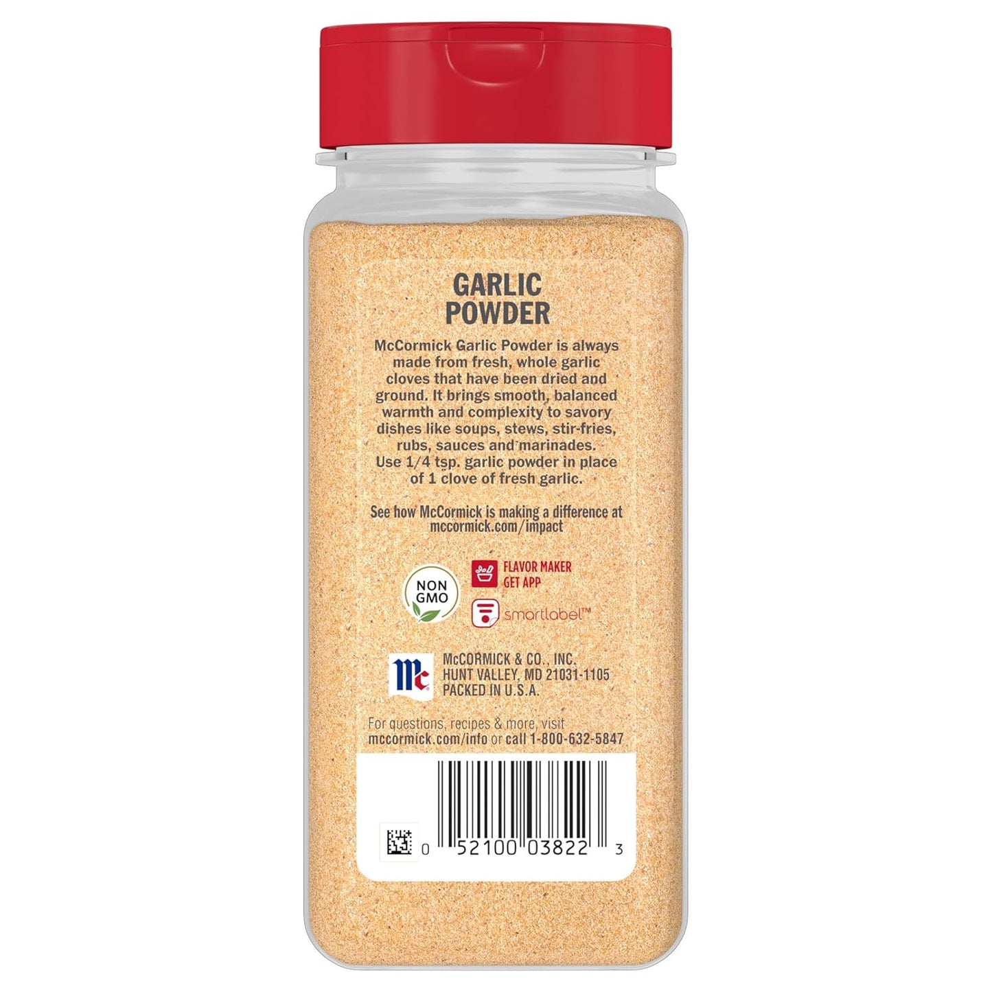 McCormick Garlic Powder – Clean Design Spice Jar for Minimalist Pantries, 8.75 oz