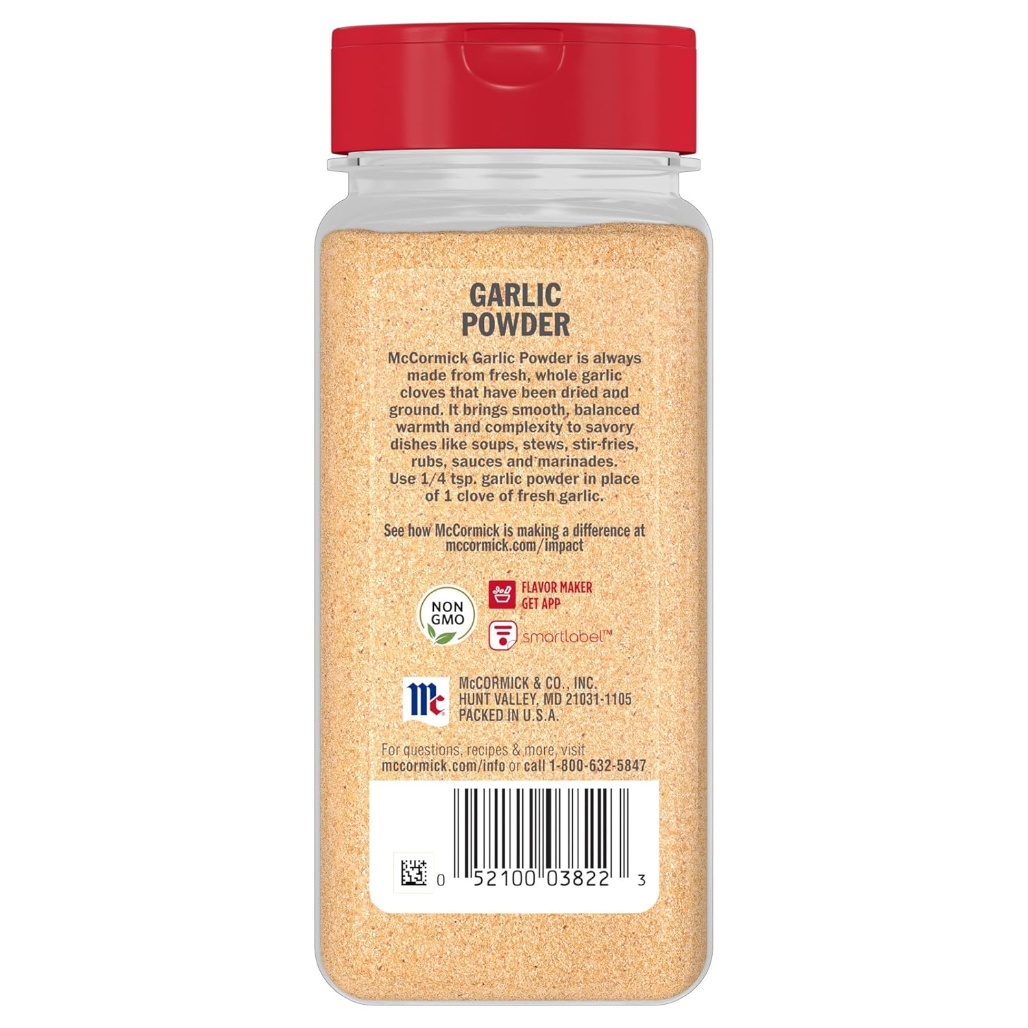 McCormick Garlic Powder – Clean Design Spice Jar for Minimalist Pantries, 8.75 oz