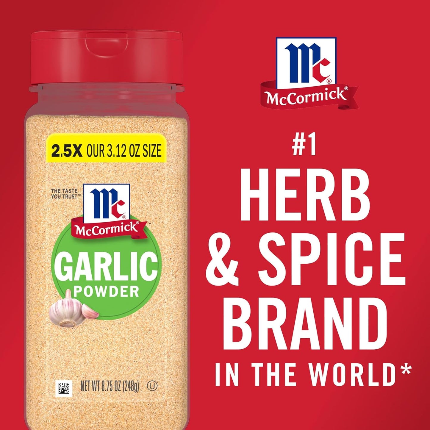 McCormick Garlic Powder – Clean Design Spice Jar for Minimalist Pantries, 8.75 oz
