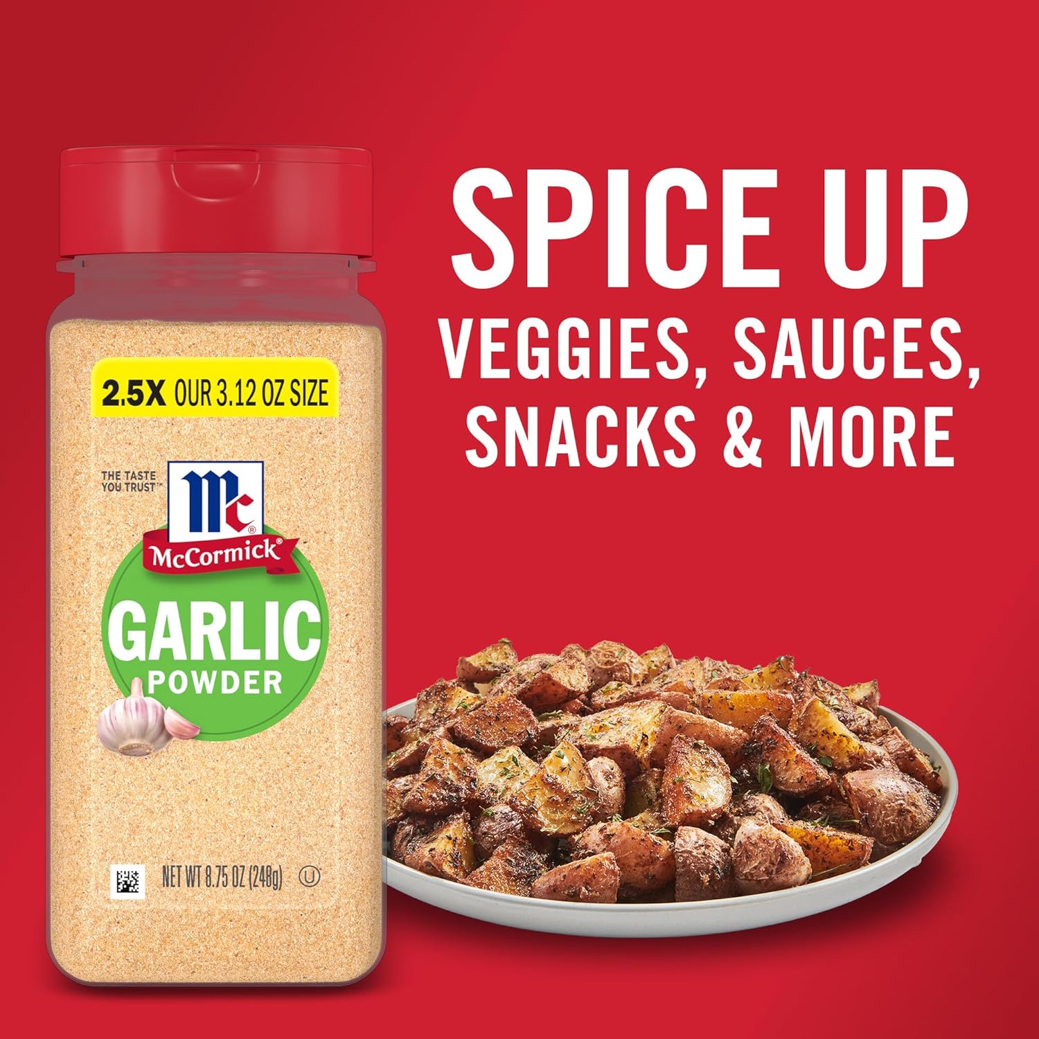 McCormick Garlic Powder – Clean Design Spice Jar for Minimalist Pantries, 8.75 oz