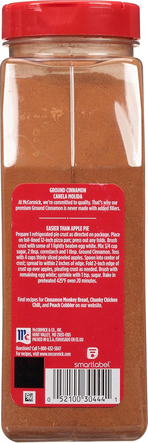 McCormick Ground Cinnamon, 18 oz – Clean-Ingredient Pantry Staple for Busy Family Kitchens