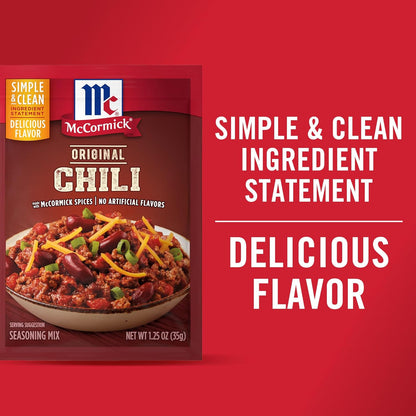 McCormick Original Chili Seasoning Mix for Efficient Meal Prep, 4 Servings Per Packet