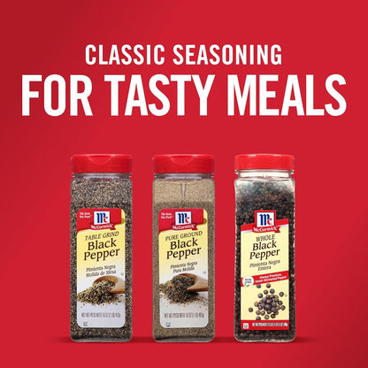 McCormick Pure Ground Black Pepper – Simple Spice Jar for Intentional Home Cooks, Table and Stovetop