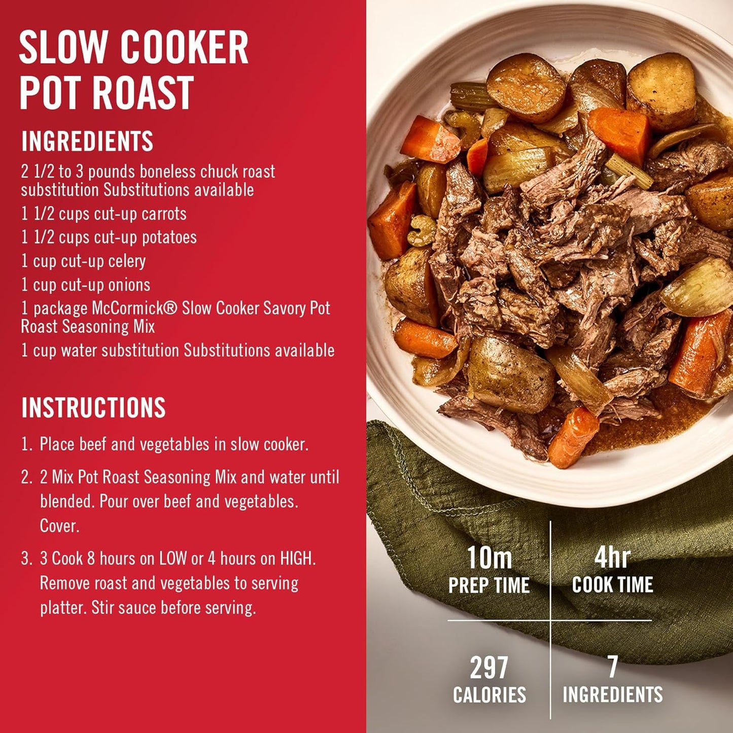 McCormick Savory Pot Roast Seasoning – Countertop-Friendly Weeknight Dinner Mix for One-Pot Family Meals