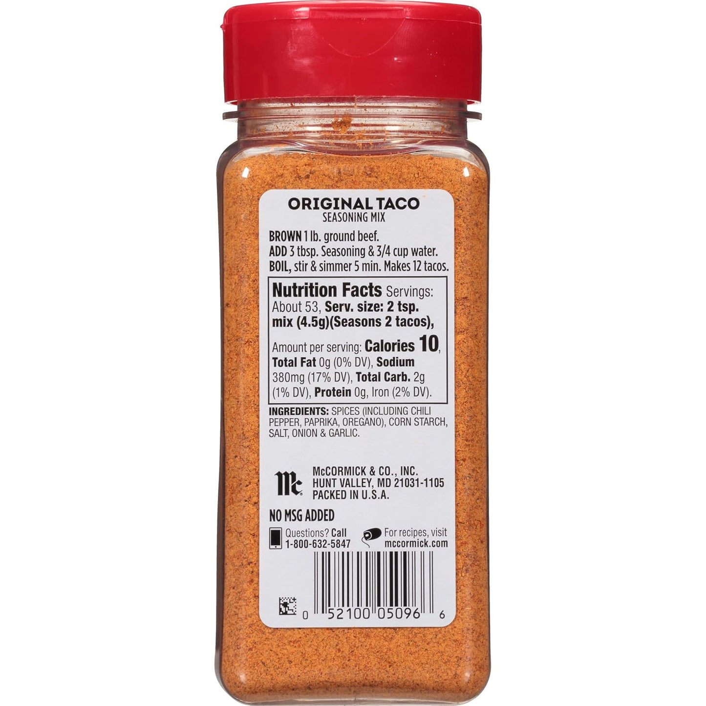 McCormick Taco Seasoning Mix – Clean-Label Taco Spice for Family Meals, Cooks in 15 Minutes