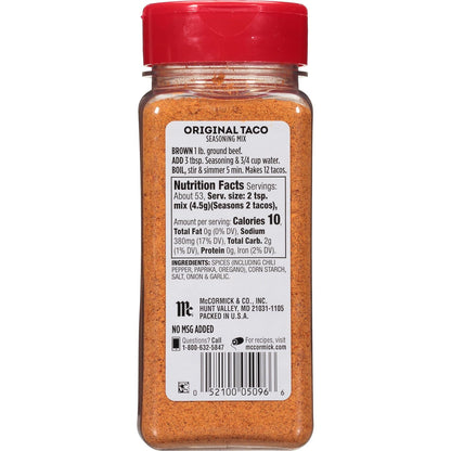McCormick Taco Seasoning Mix – Clean-Label Taco Spice for Family Meals, Cooks in 15 Minutes