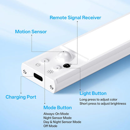 MCGOR Rechargeable Under Counter Lights – Simple Modern Home Upgrade, Magnetic LED Bar with Remote Control