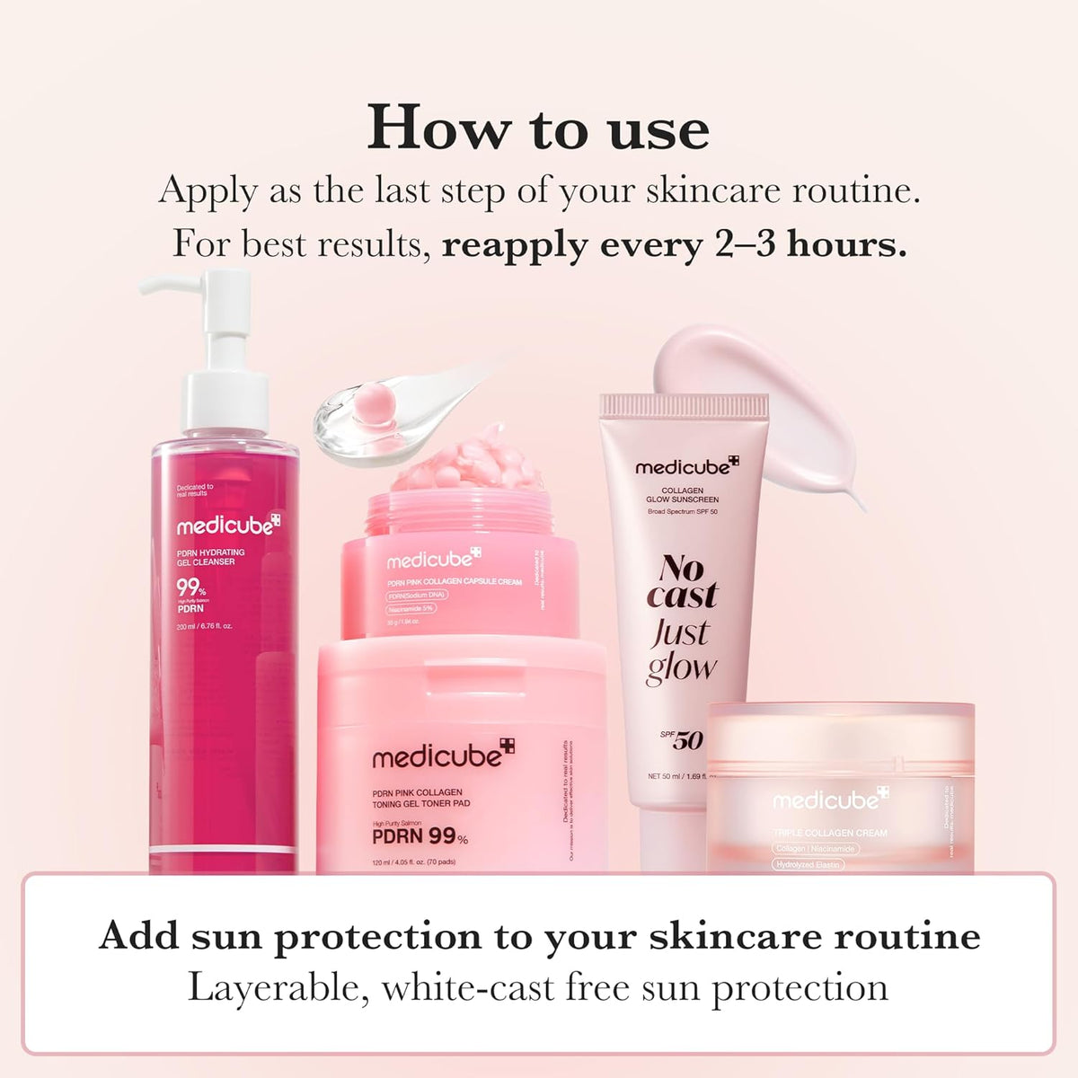 medicube No Cast Just Glow Collagen Sunscreen – Less-Is-More Daily Defense, Broad Spectrum SPF 50 That Replaces Separate Primer