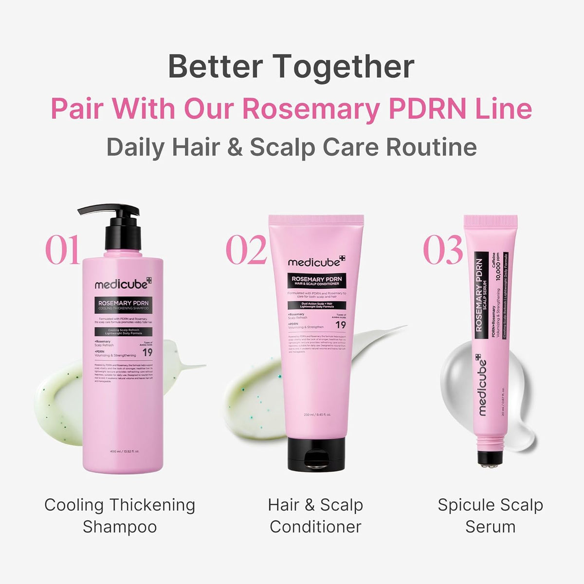 medicube Rosemary PDRN Clarifying Thickening Shampoo | Salon-Quality Strengthening Wash for Flaky Scalp, Refined Home Spa